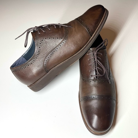 Zara Men’s Classic Brown Oxford Leather Dress Shoes Size- 13 - Picture 1 of 10